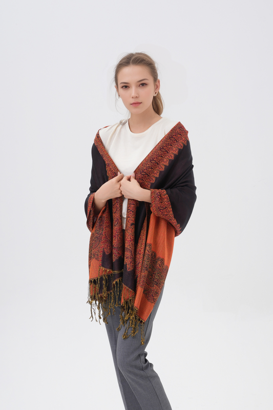 Border Pattern Pashmina Scarves