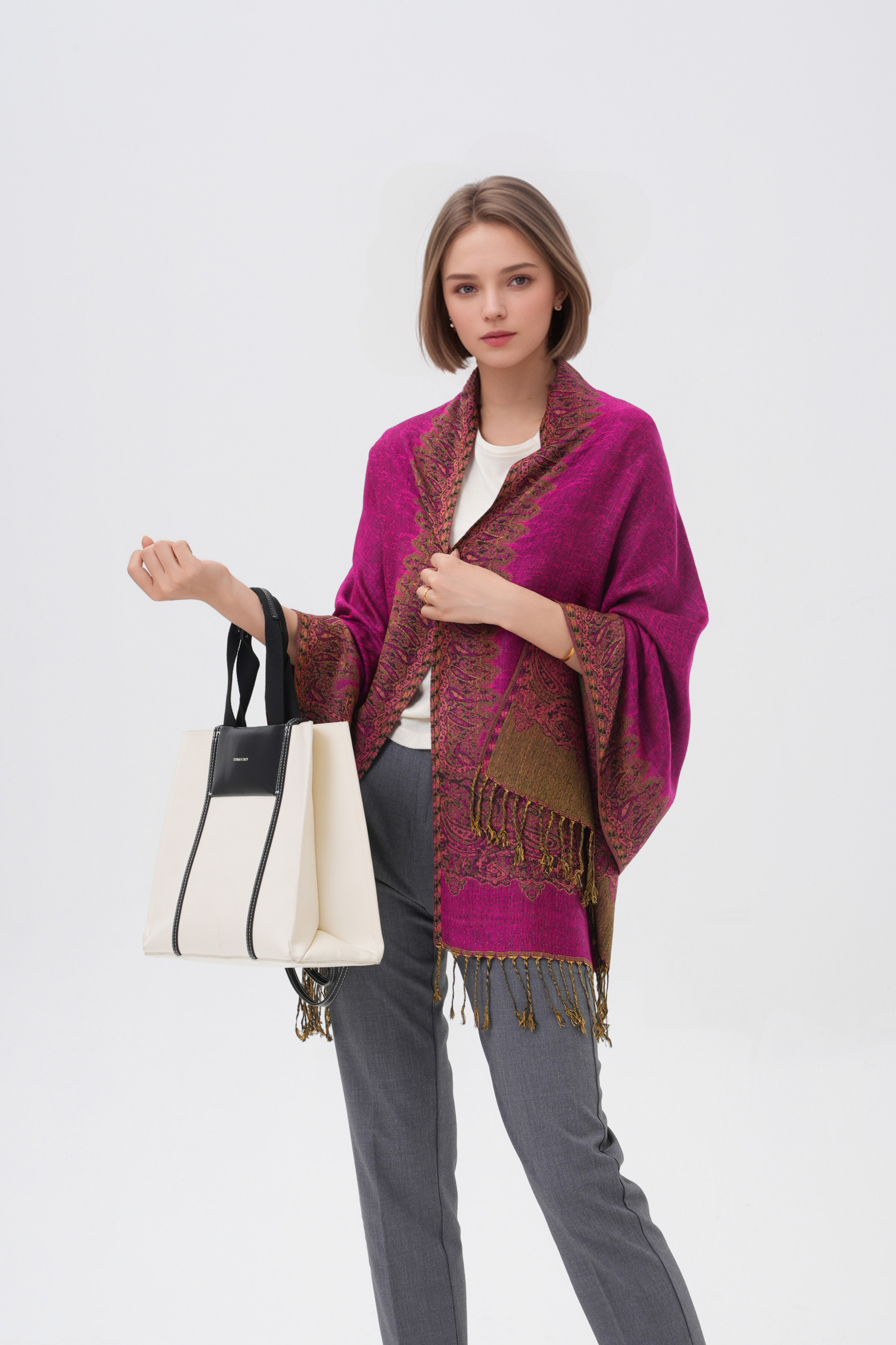 Border Pattern Pashmina Scarves