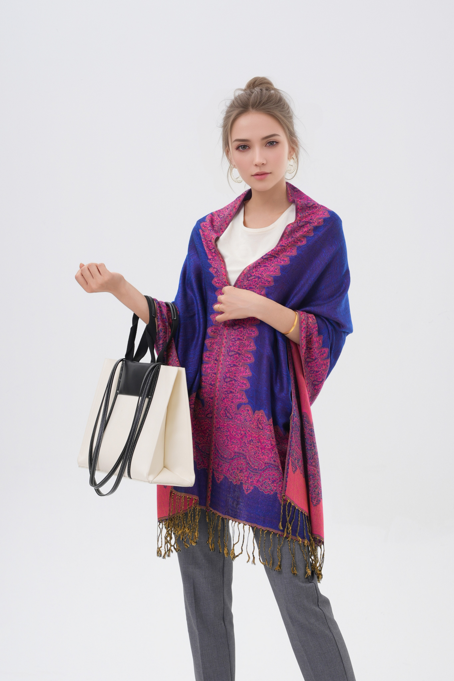 Border Pattern Pashmina Scarves