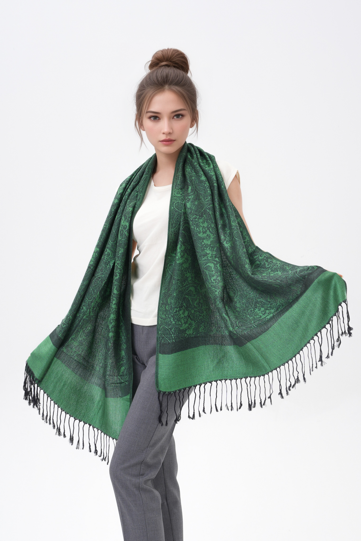 Whole Paisley Jacquard Pashmina