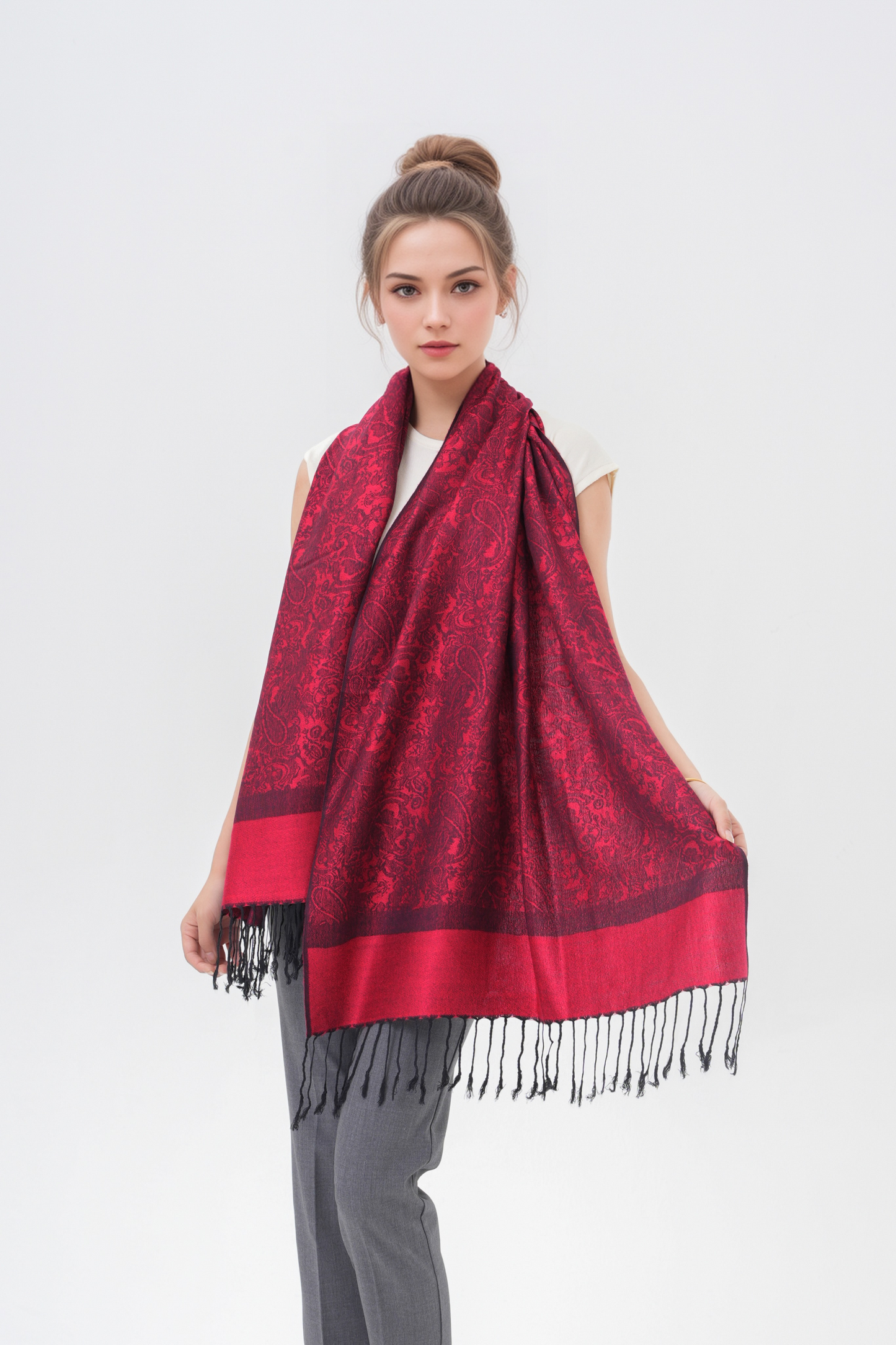 Whole Paisley Jacquard Pashmina