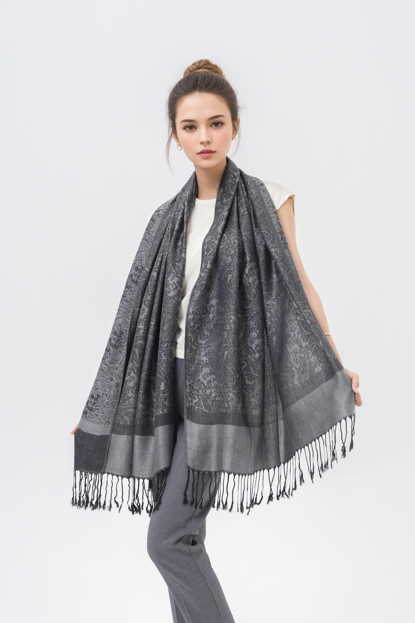 Whole Paisley Jacquard Pashmina