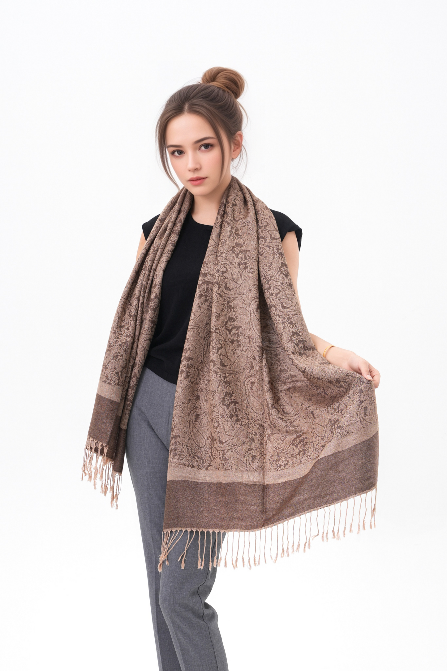 Whole Paisley Jacquard Pashmina