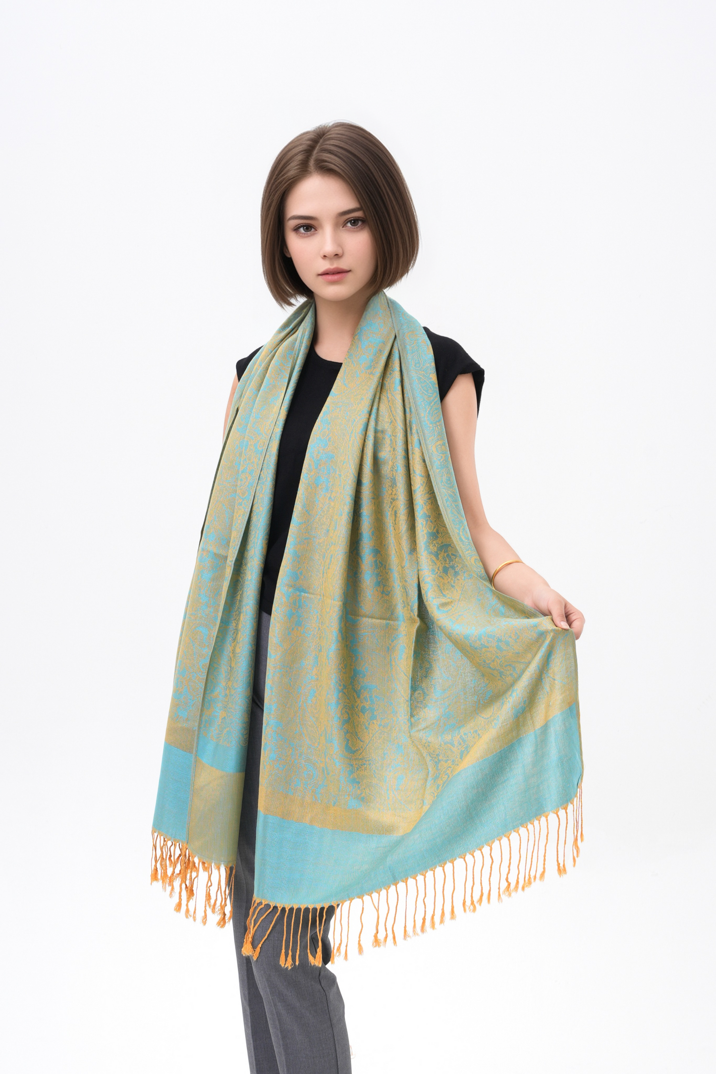 Whole Paisley Jacquard Pashmina