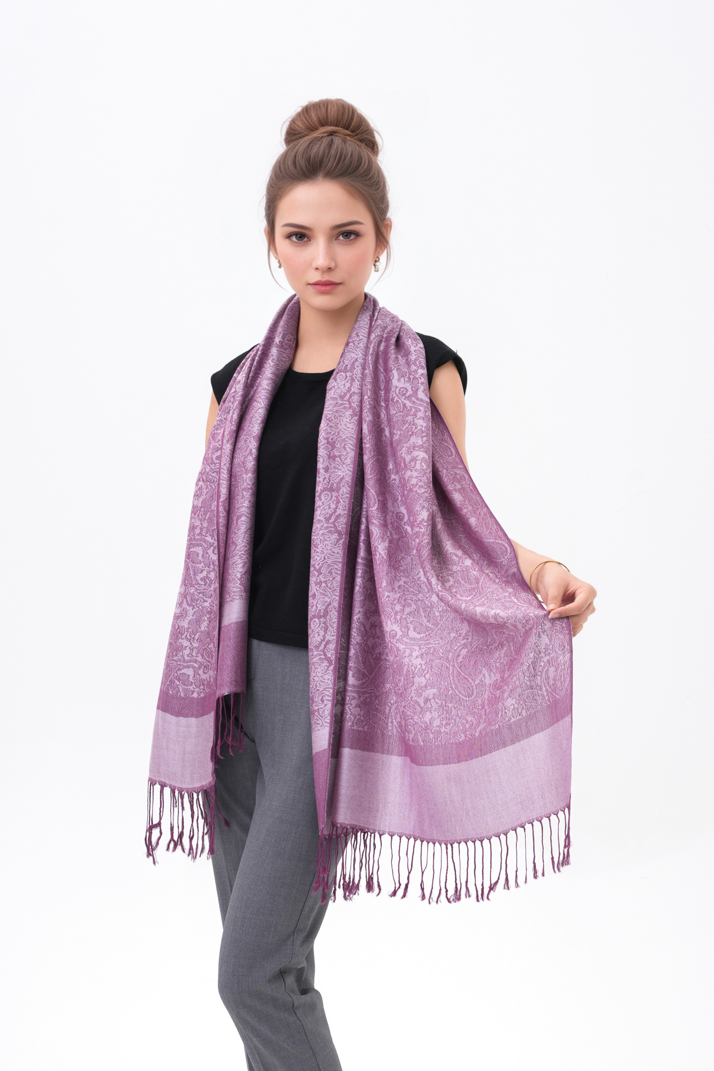 Whole Paisley Jacquard Pashmina