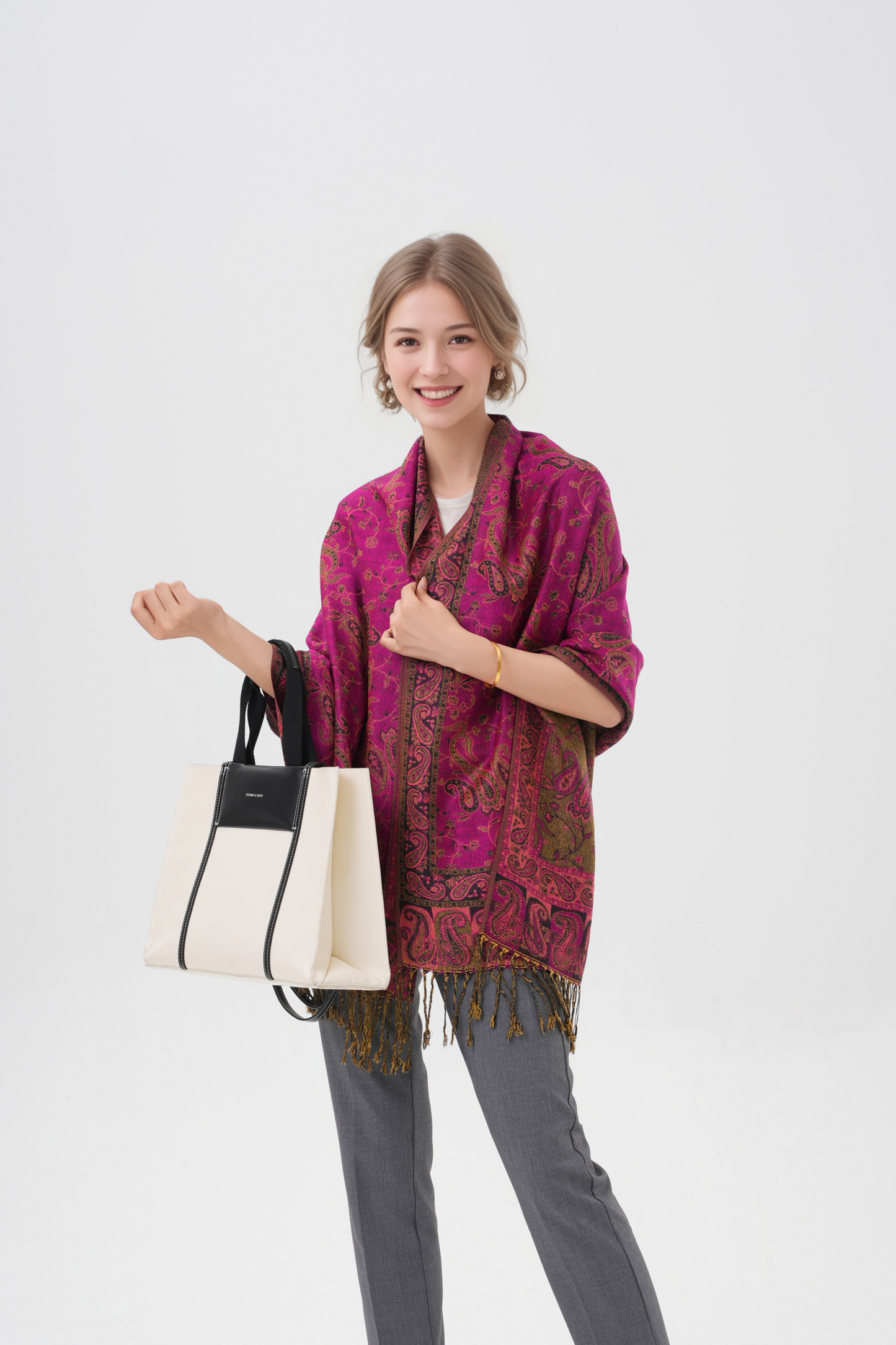 Outlined Paisley Pashmina