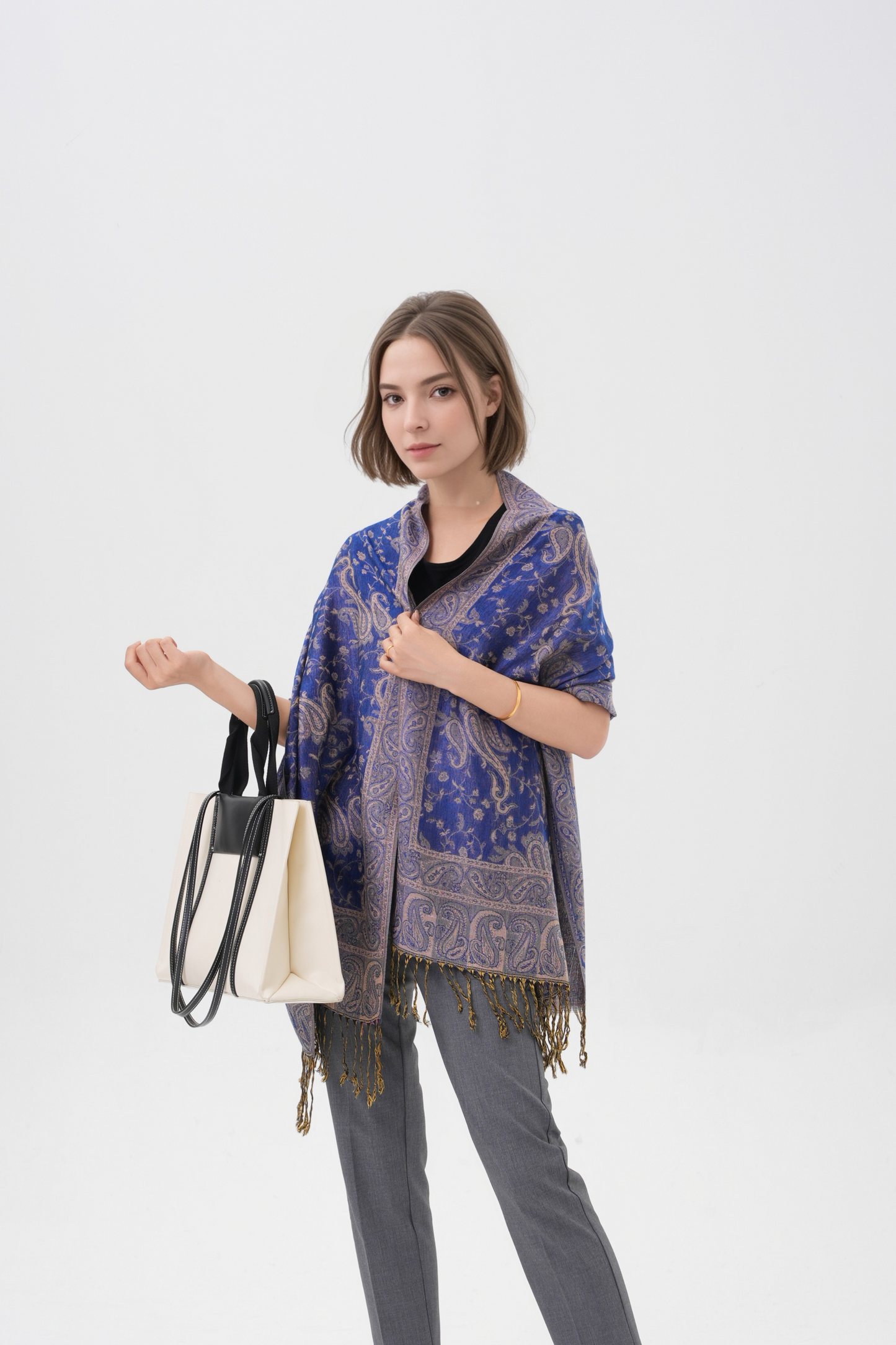 Outlined Paisley Pashmina