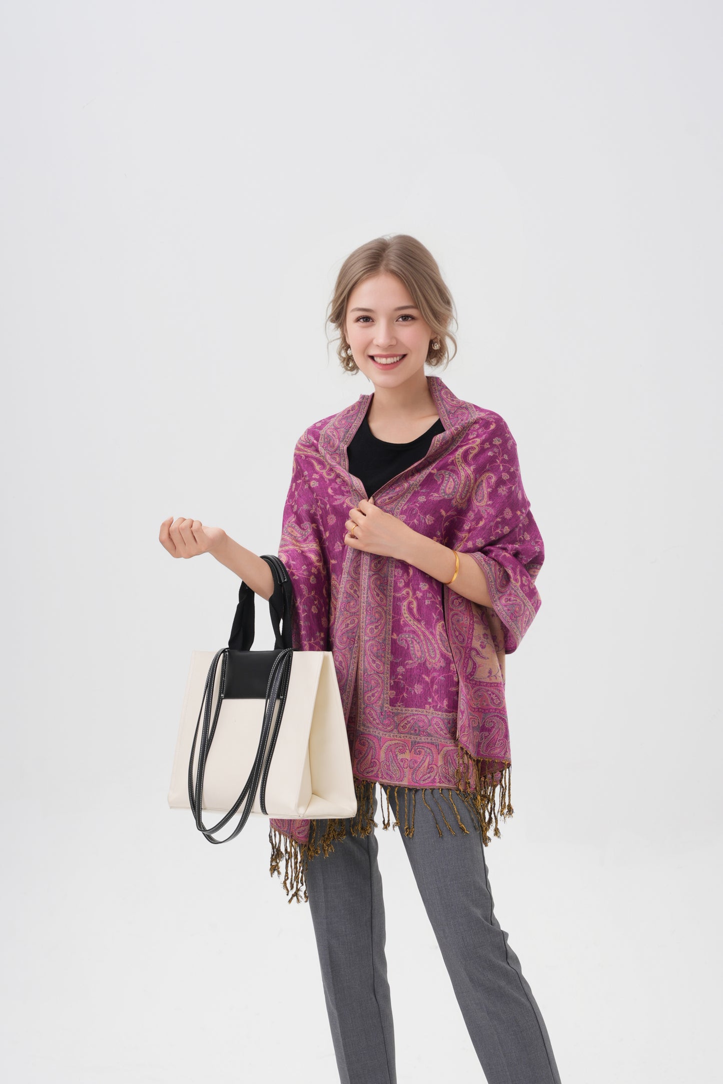 Outlined Paisley Pashmina