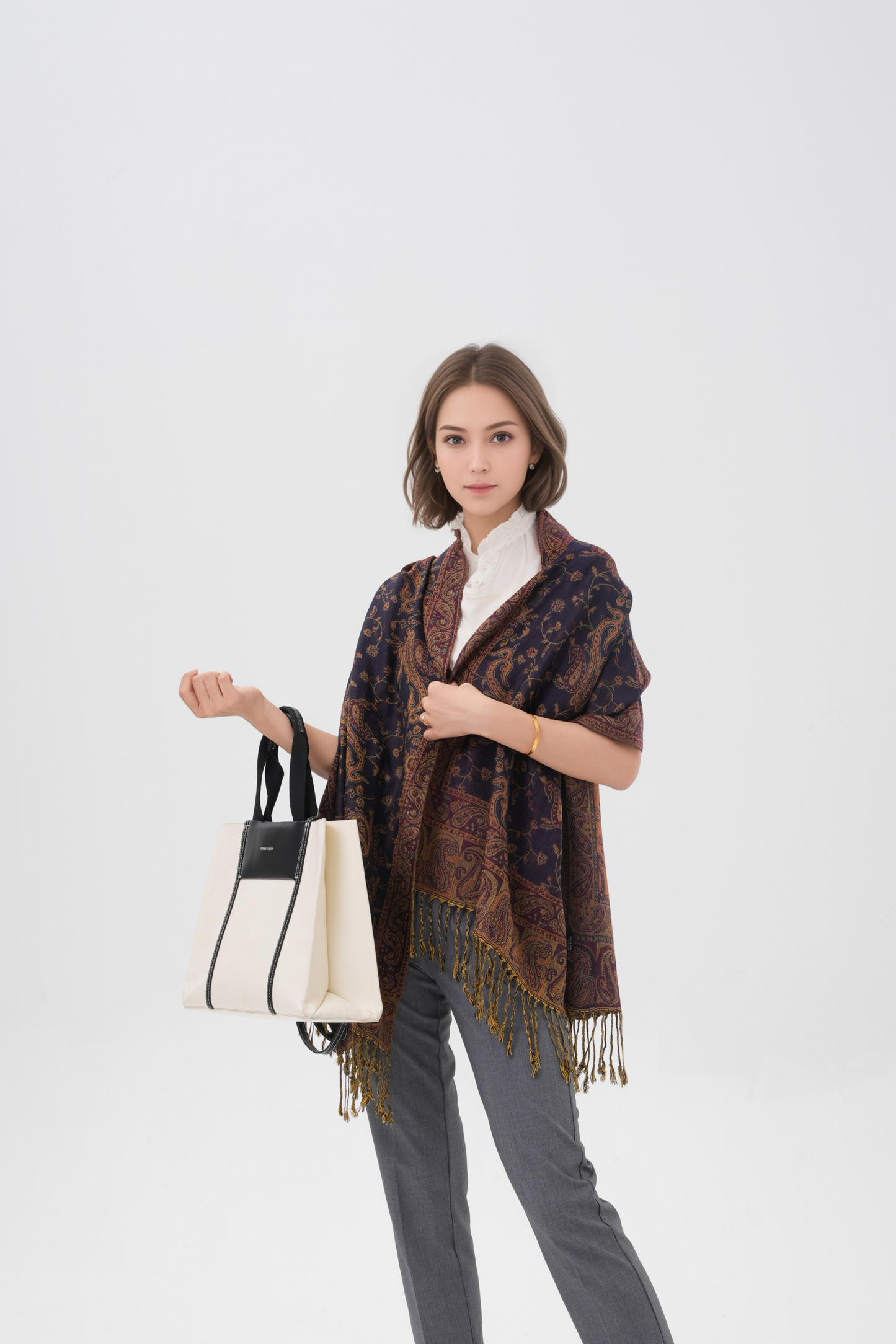 Outlined Paisley Pashmina