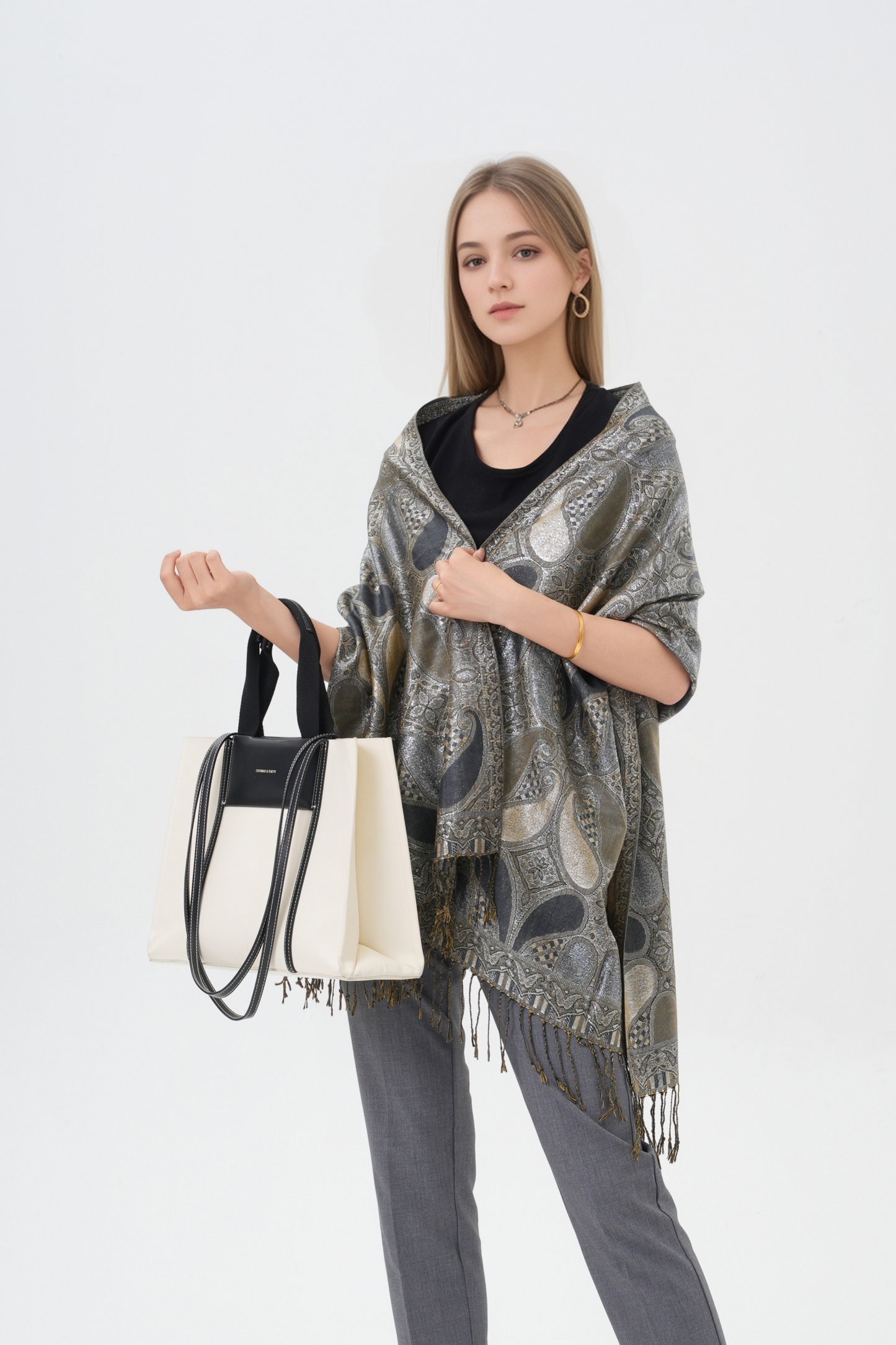 Shiny Paisley Pashmina