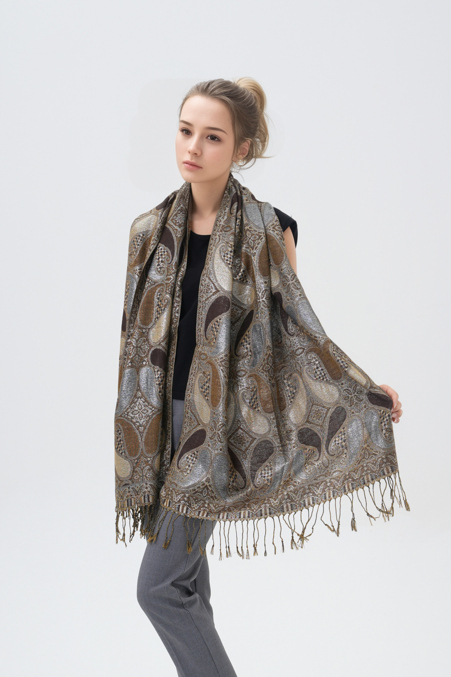 Shiny Paisley Pashmina