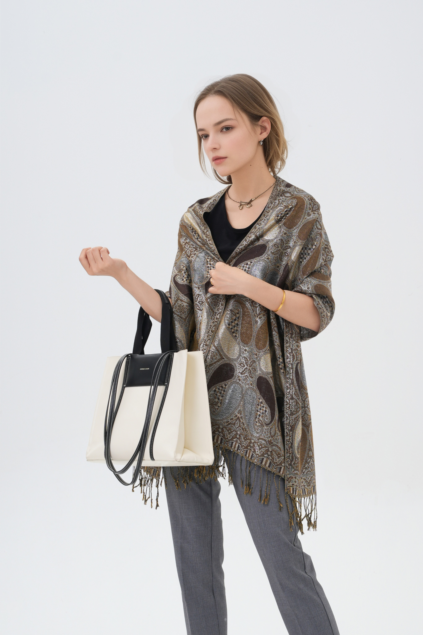 Shiny Paisley Pashmina