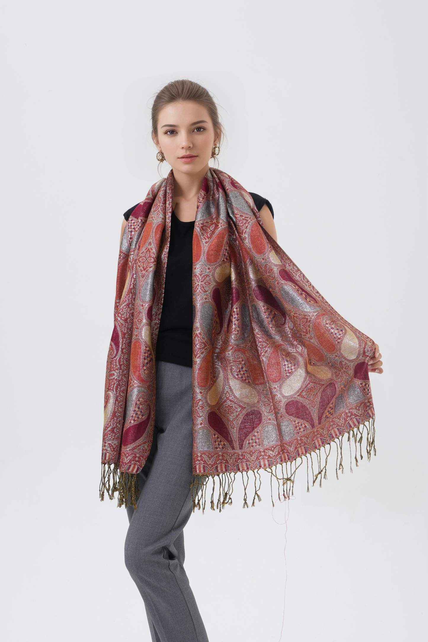 Shiny Paisley Pashmina