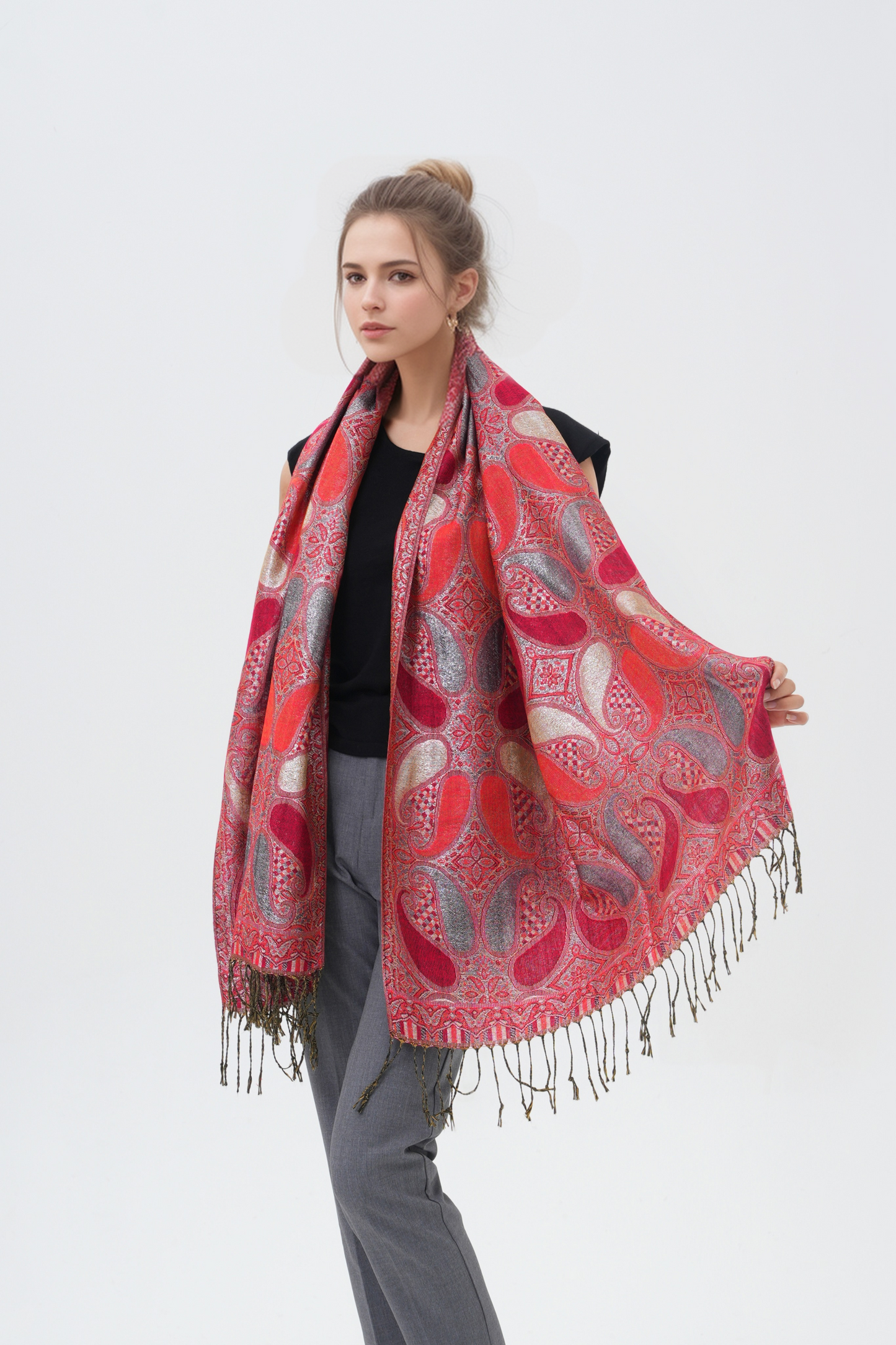 Shiny Paisley Pashmina