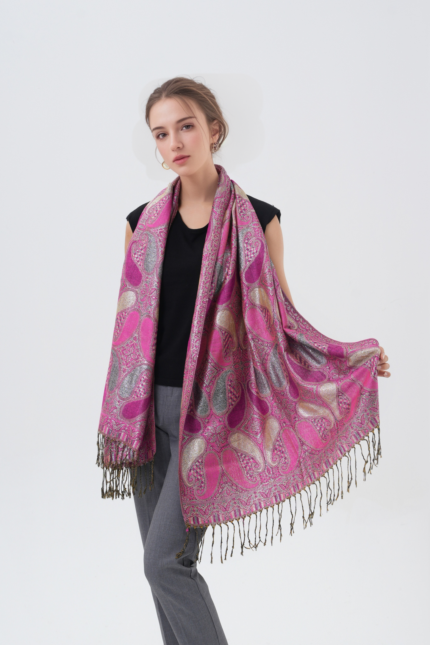 Shiny Paisley Pashmina