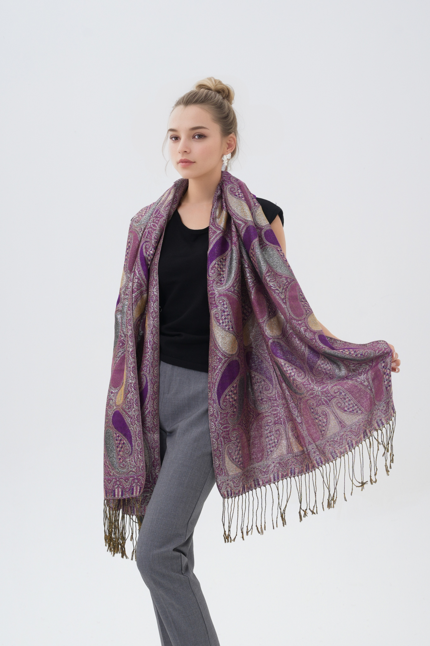 Shiny Paisley Pashmina