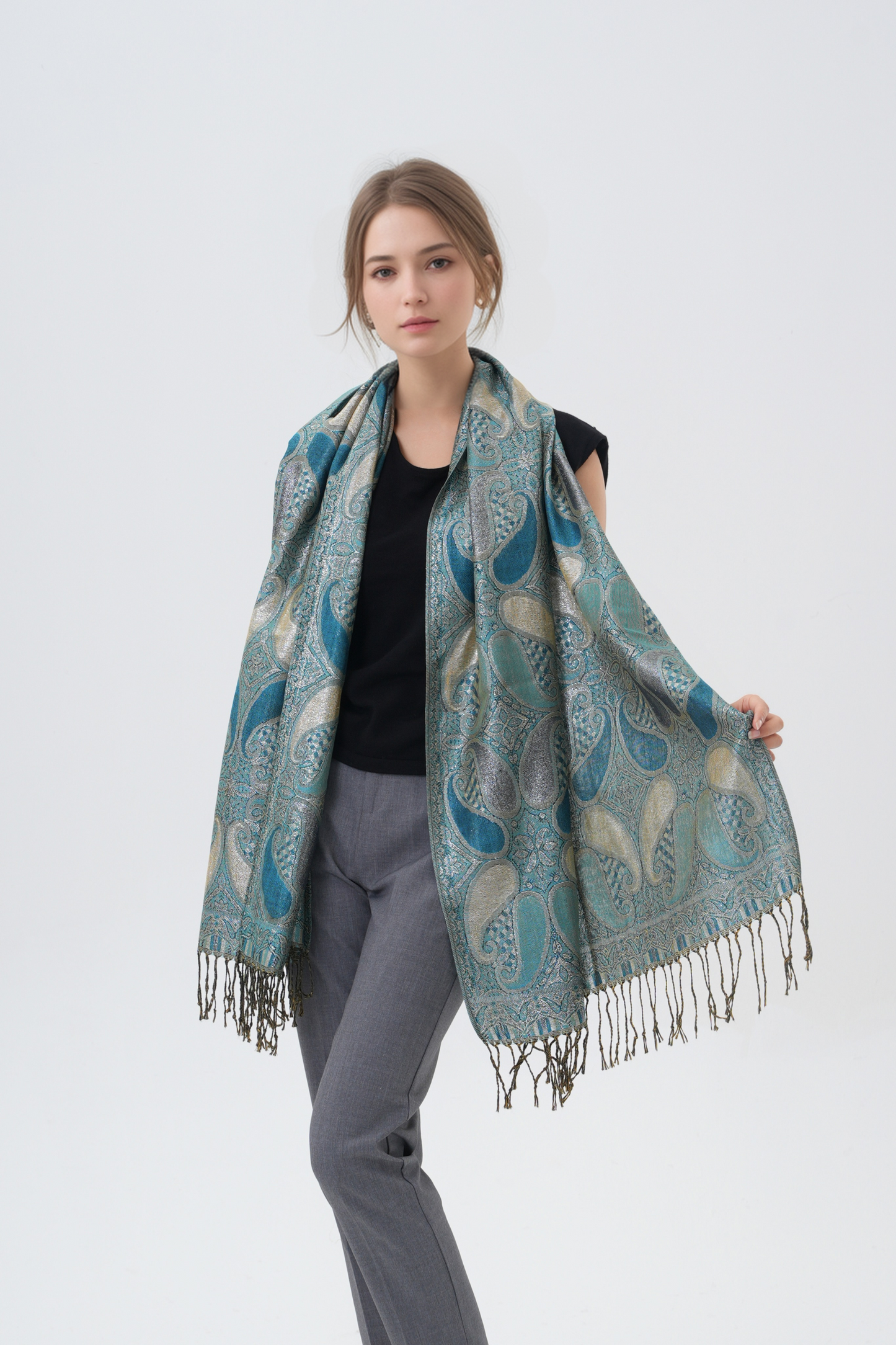 Shiny Paisley Pashmina