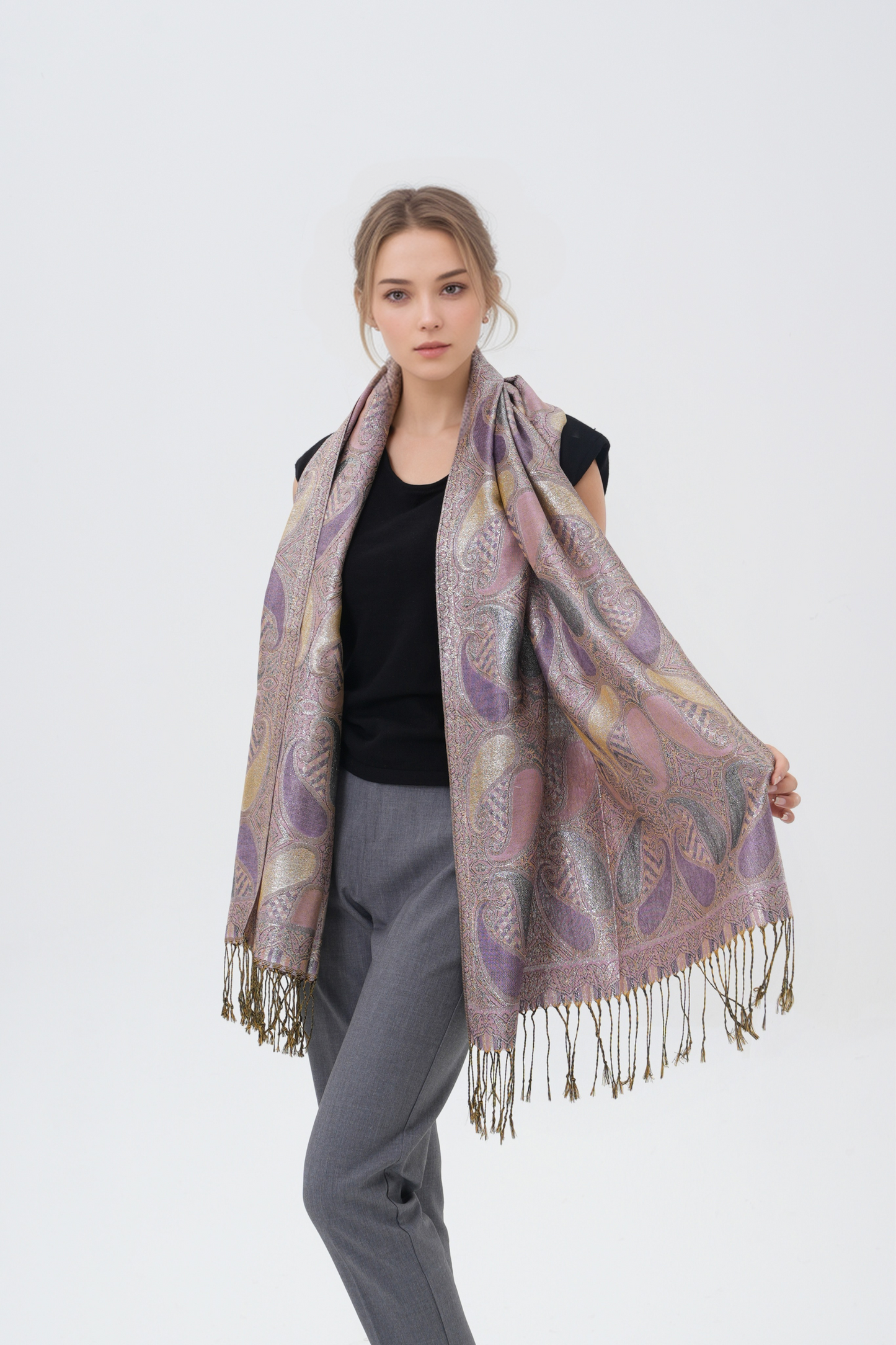 Shiny Paisley Pashmina