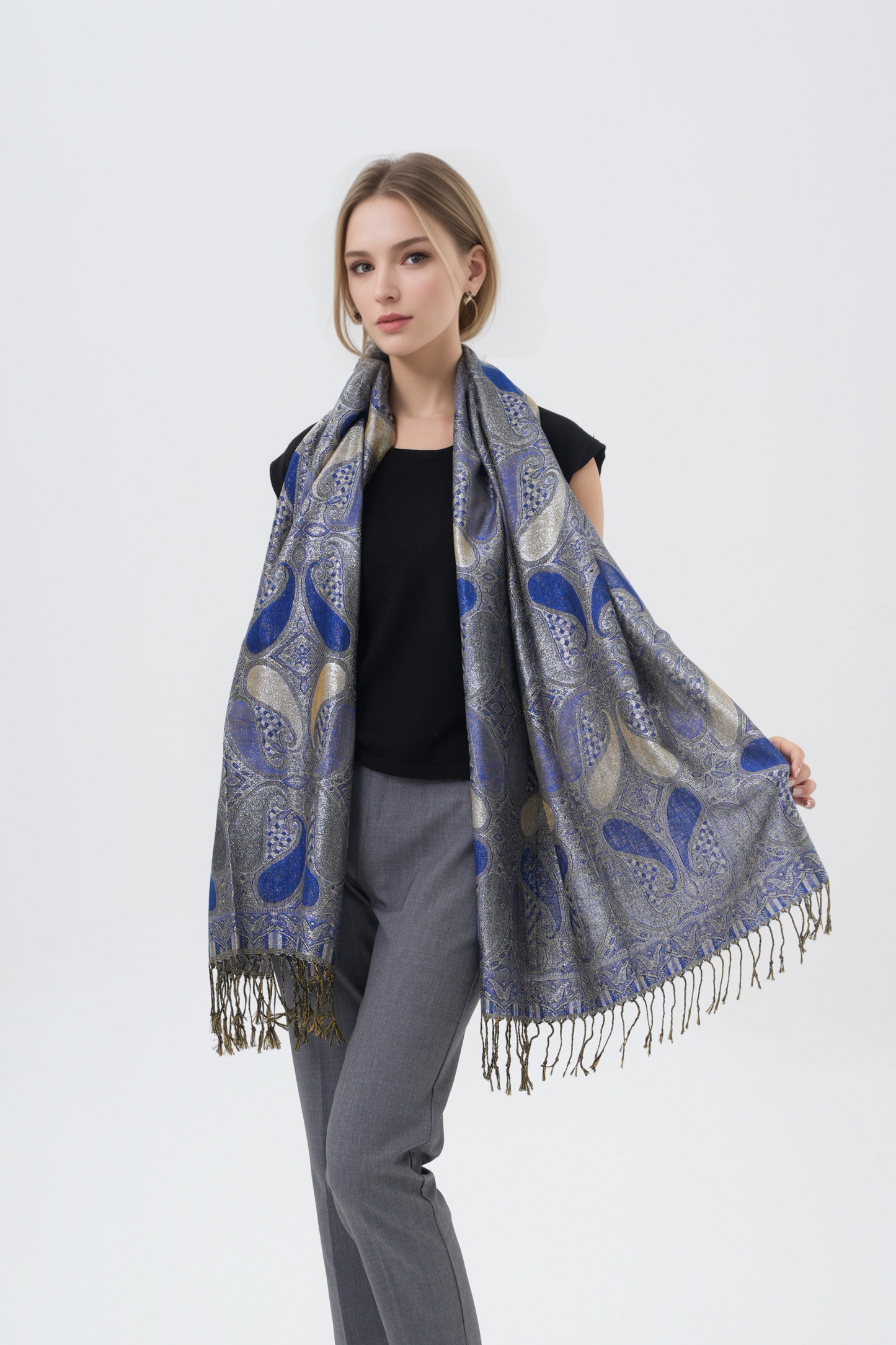 Shiny Paisley Pashmina