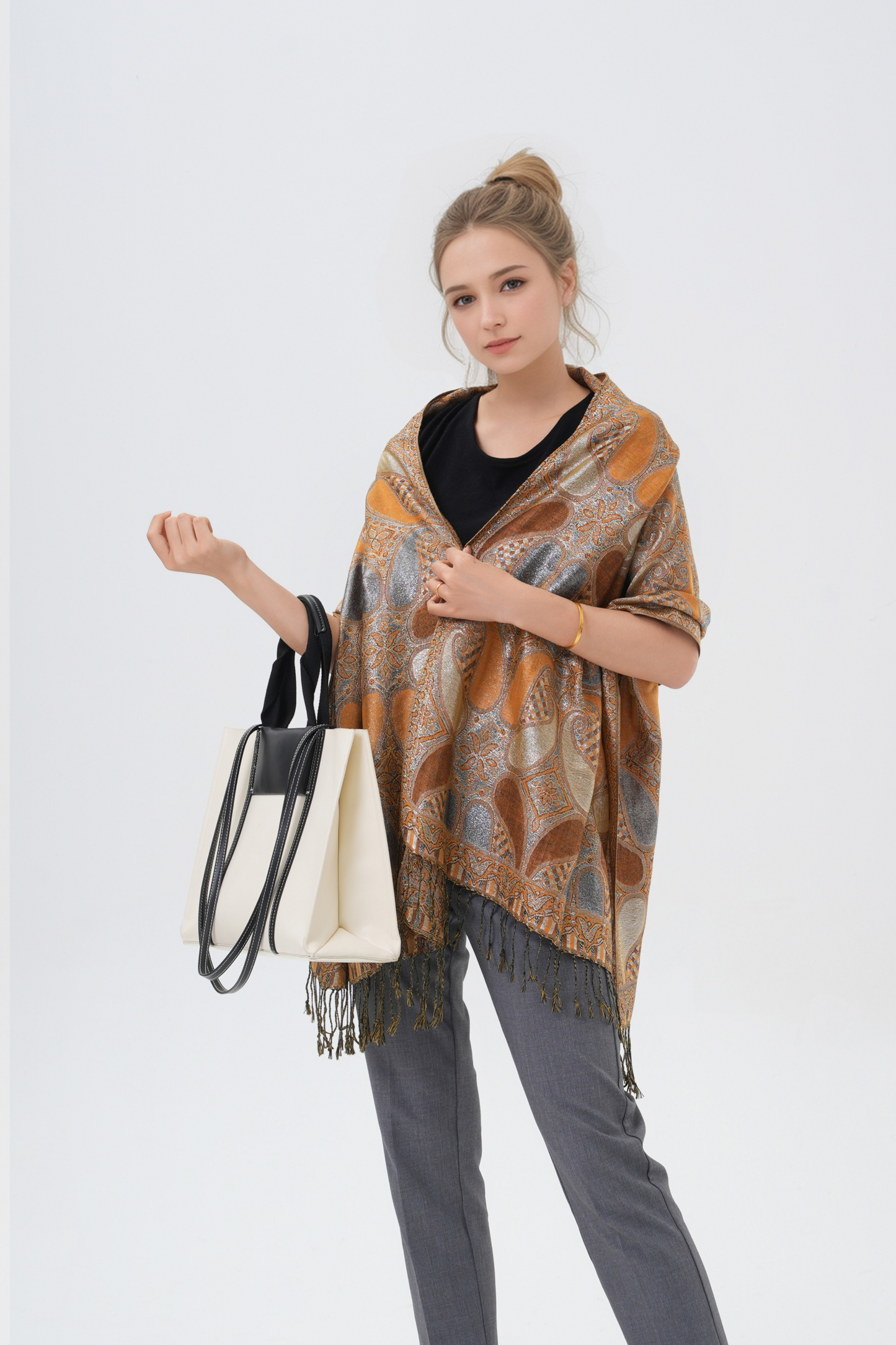 Shiny Paisley Pashmina