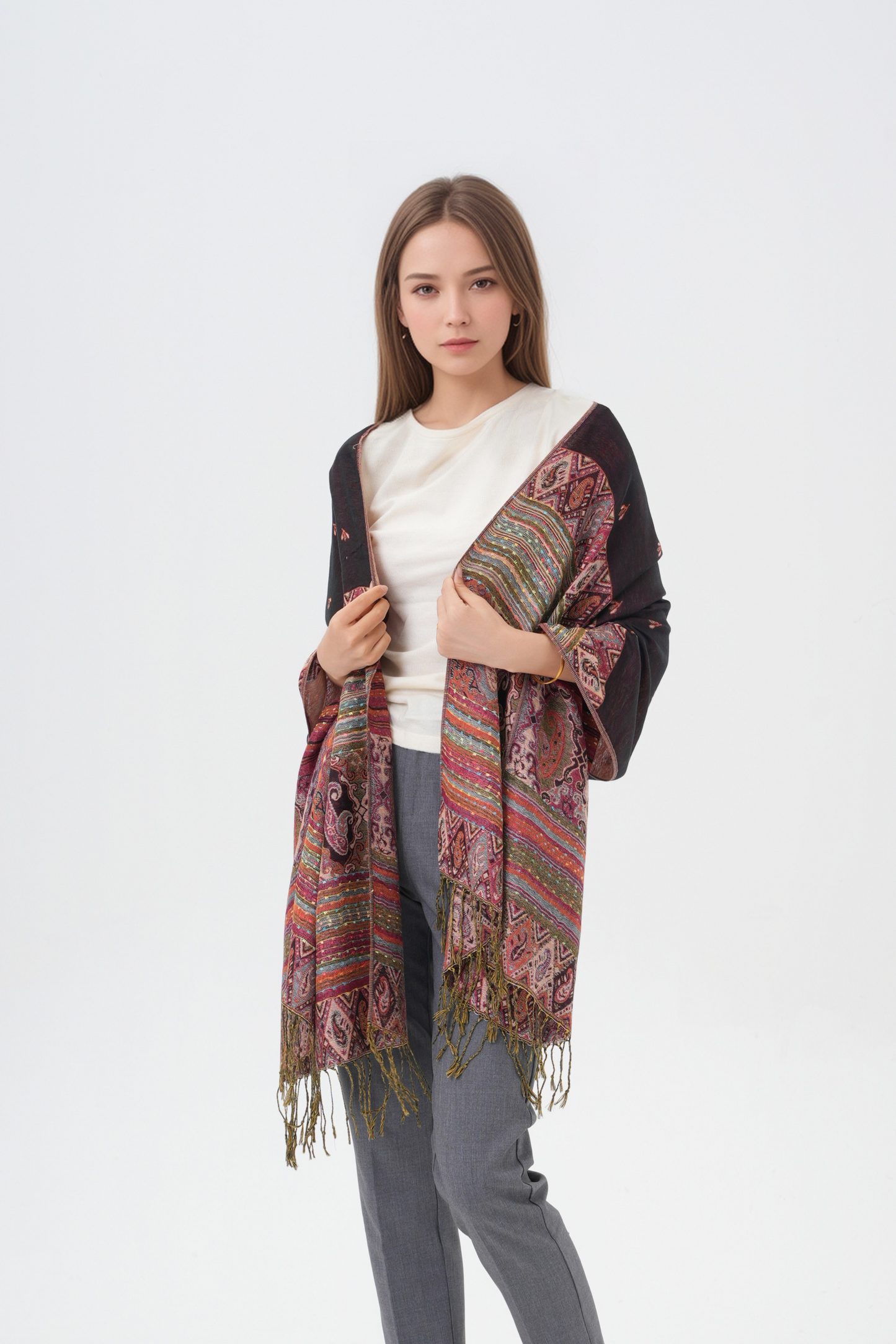 Rainbow Paisley Thick Pashmina