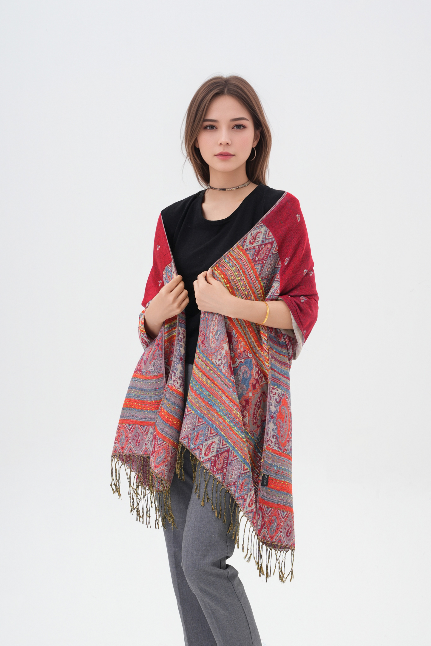 Rainbow Paisley Thick Pashmina