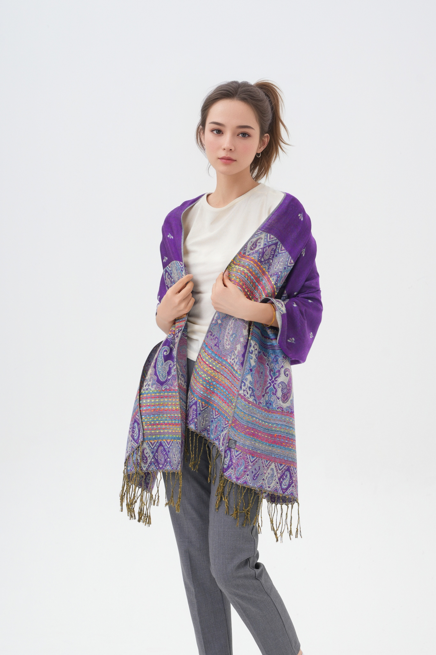 Rainbow Paisley Thick Pashmina