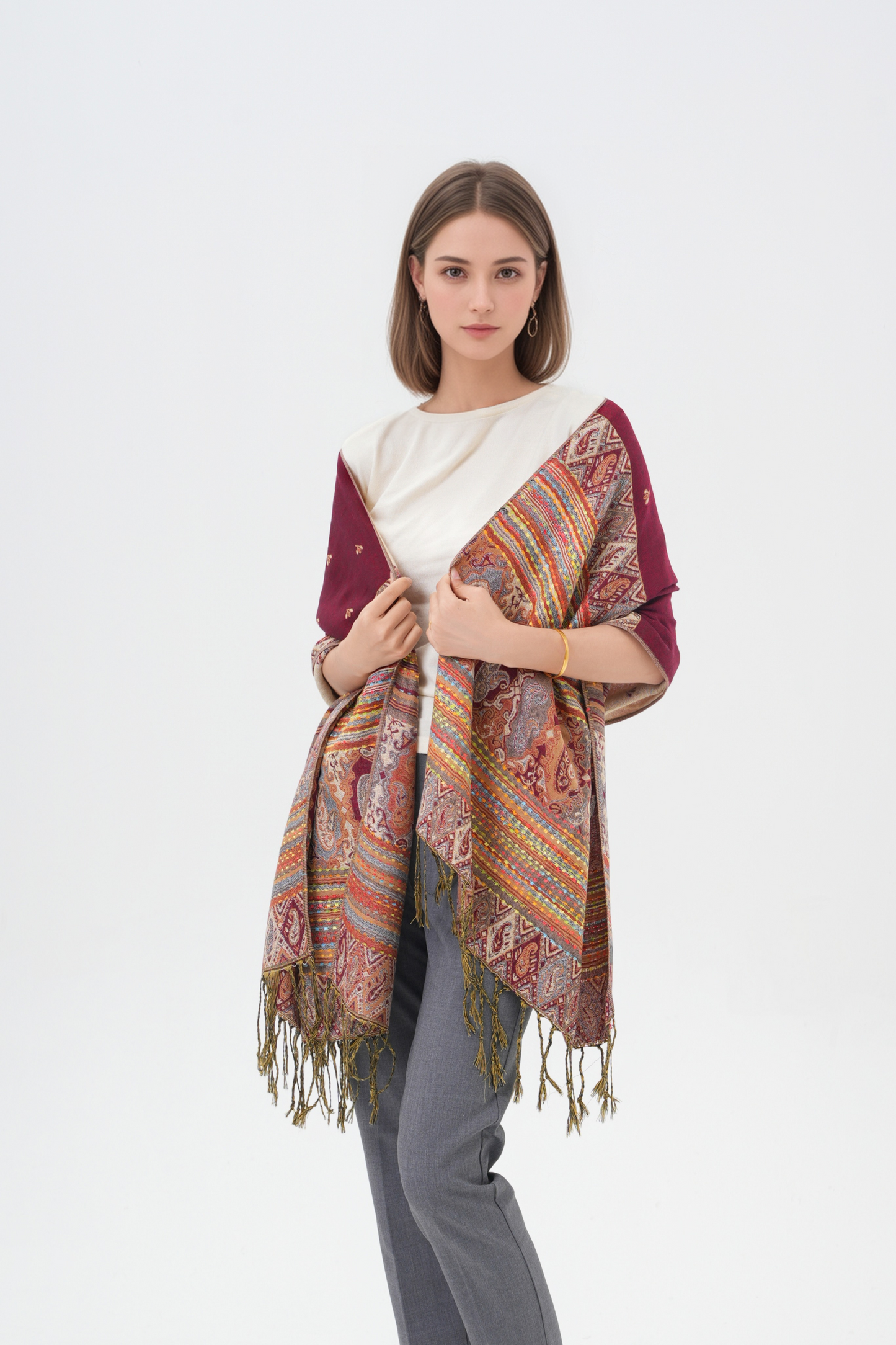 Rainbow Paisley Thick Pashmina