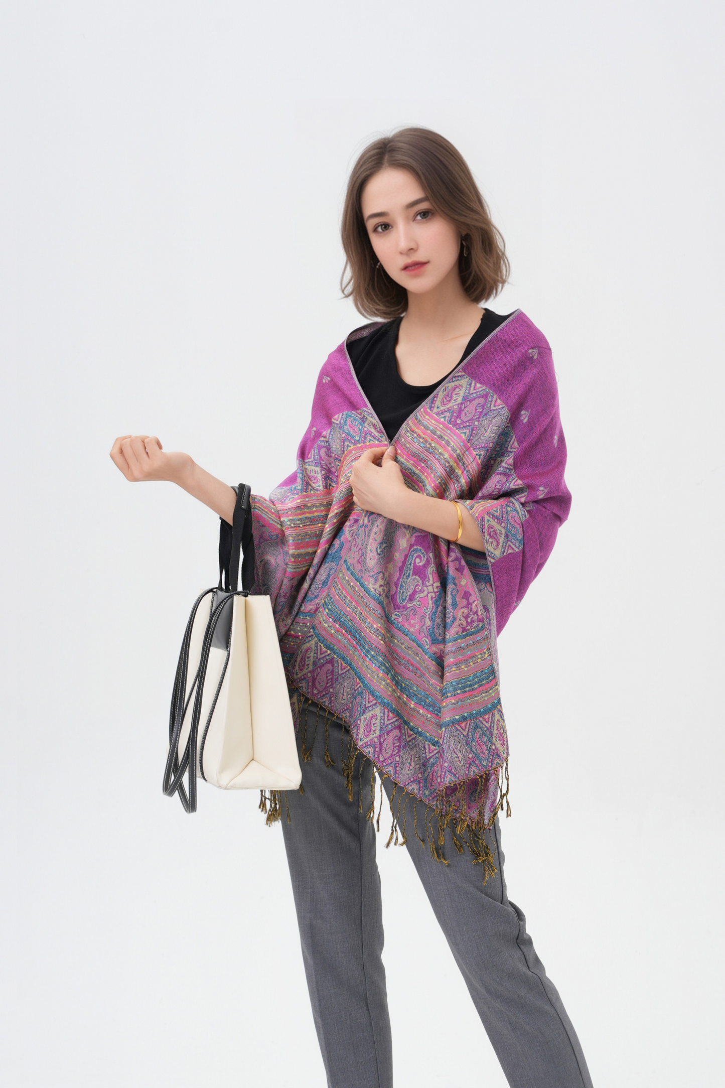 Rainbow Paisley Thick Pashmina