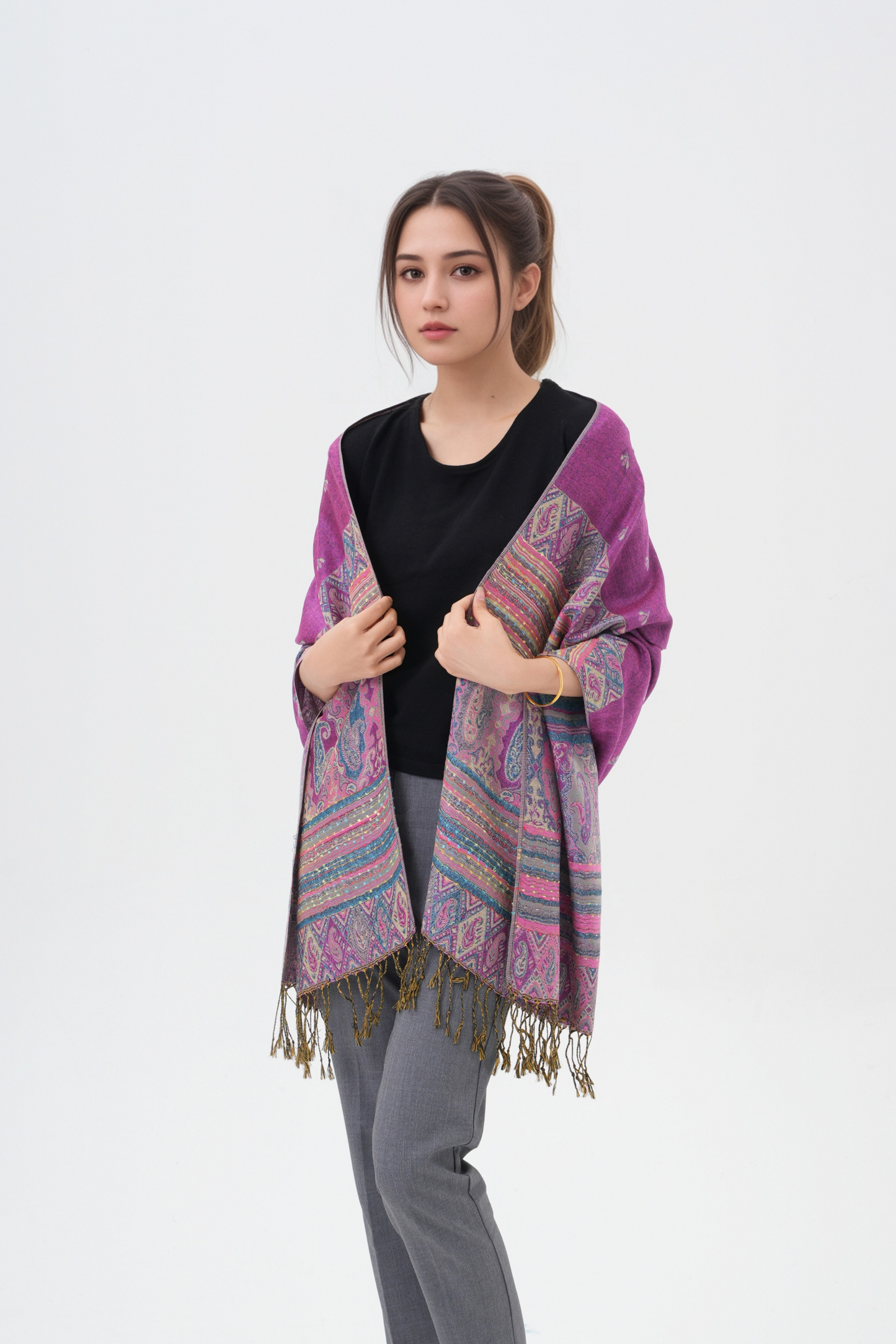 Rainbow Paisley Thick Pashmina