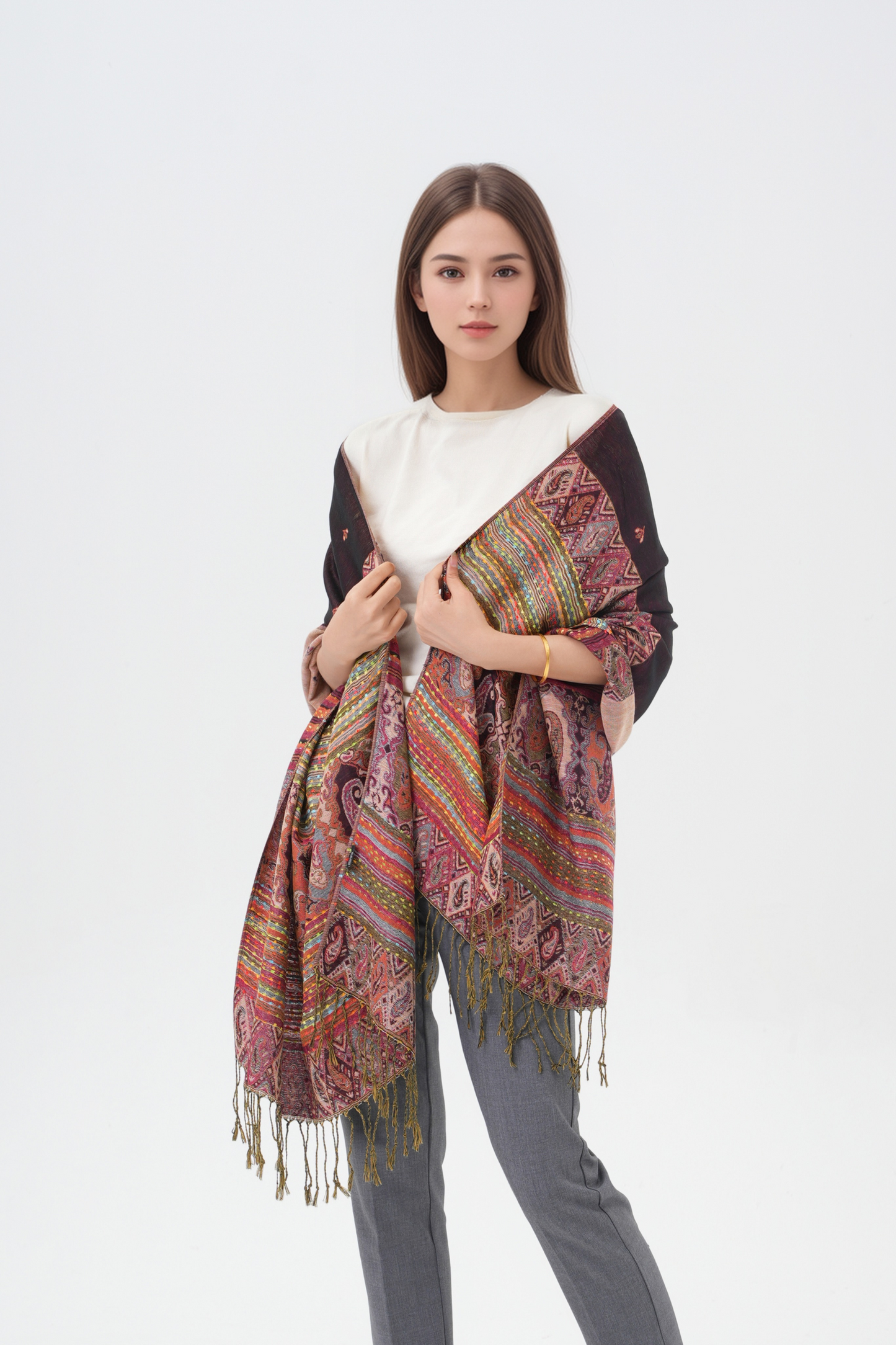 Rainbow Paisley Thick Pashmina