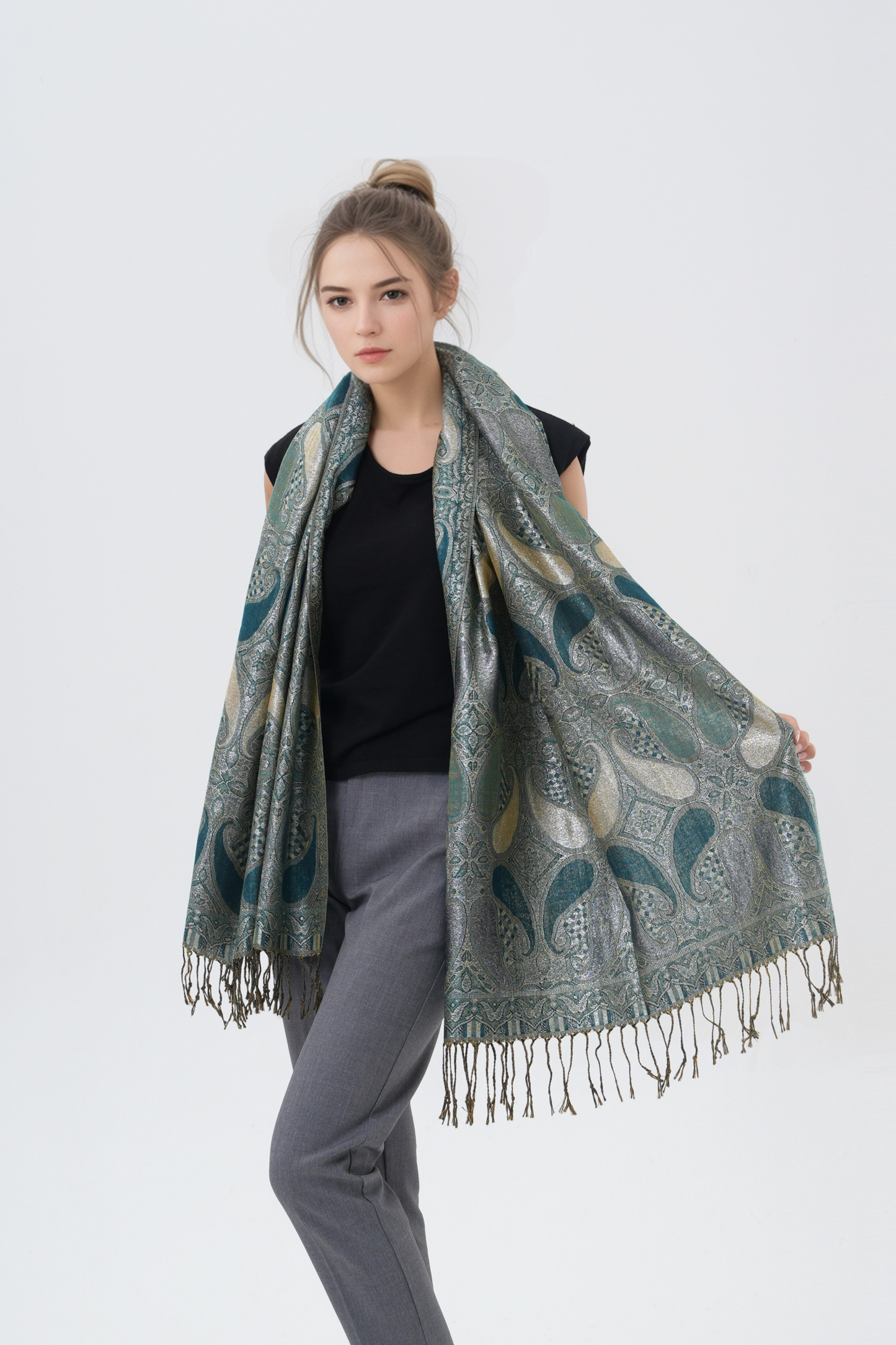 Shiny Paisley Pashmina