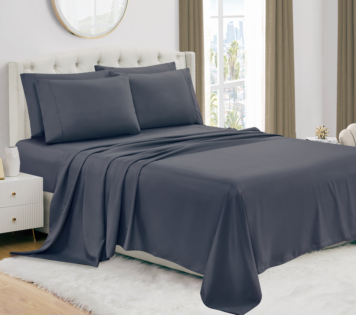 Luxury 4/6-Piece Deep Pocket Cooling Bed Sheet Set