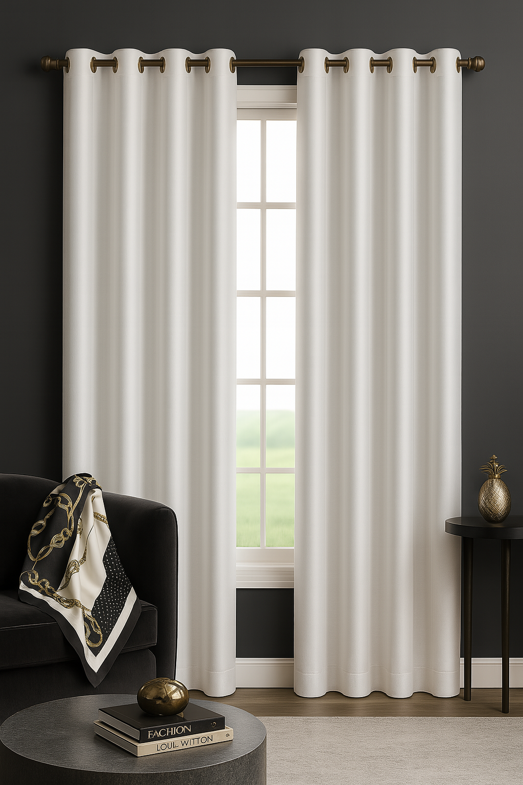 Luxury Glow Faux Silk Curtain Pane, 8 Grommets, Elegant & Light Blocking