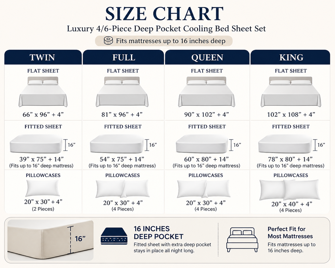 Luxury 4/6-Piece Deep Pocket Cooling Bed Sheet Set