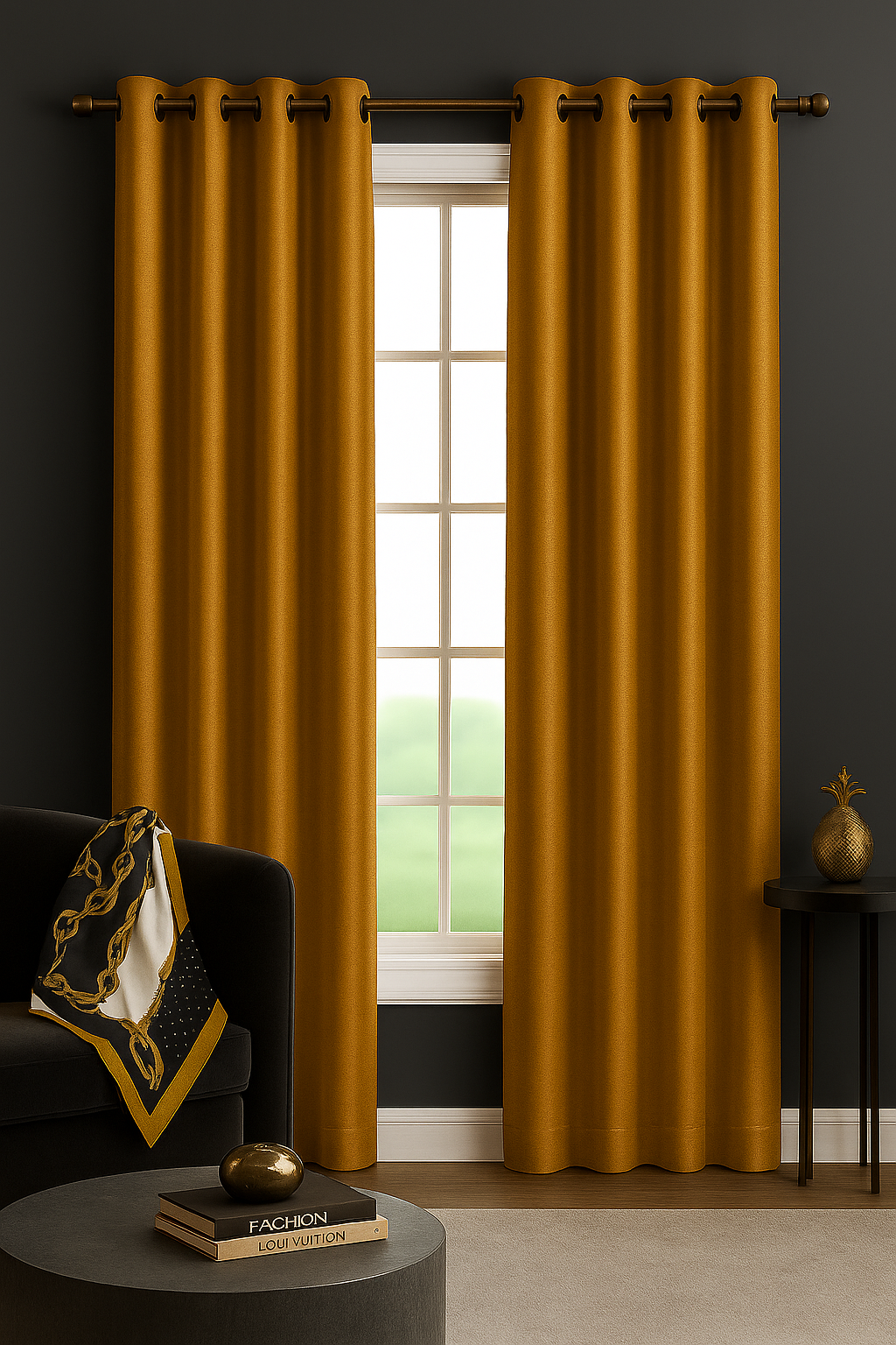 Luxury Glow Faux Silk Curtain Pane, 8 Grommets, Elegant & Light Blocking